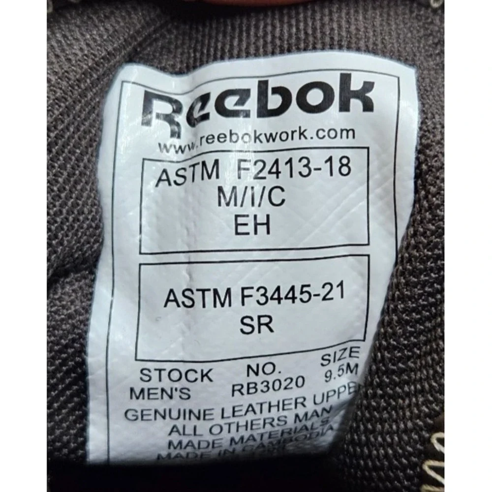 Reebok Men's Zig Kinetica Edge II Work Safety Shoes‎ RB3020 Brown Leather Sz 9.5
